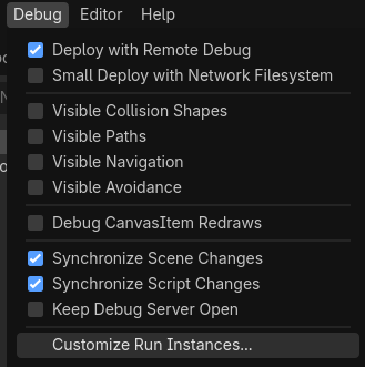 Debug > Customize Run Instances